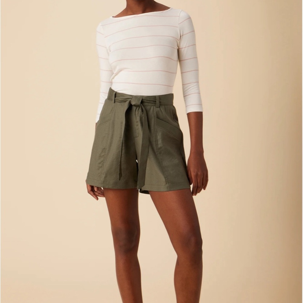 Classic Green Utility Shorts High Waisted with Tie